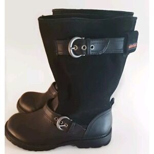 Size 7.5 Rocket Dog Women's Shoe Black Faux Suede/leather Pull-On Moto Boots New